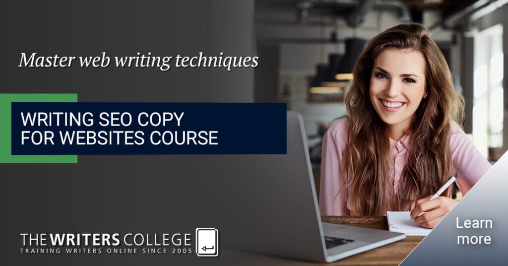 ad for the Writing SEO Copy for Websites Course from the Writers College